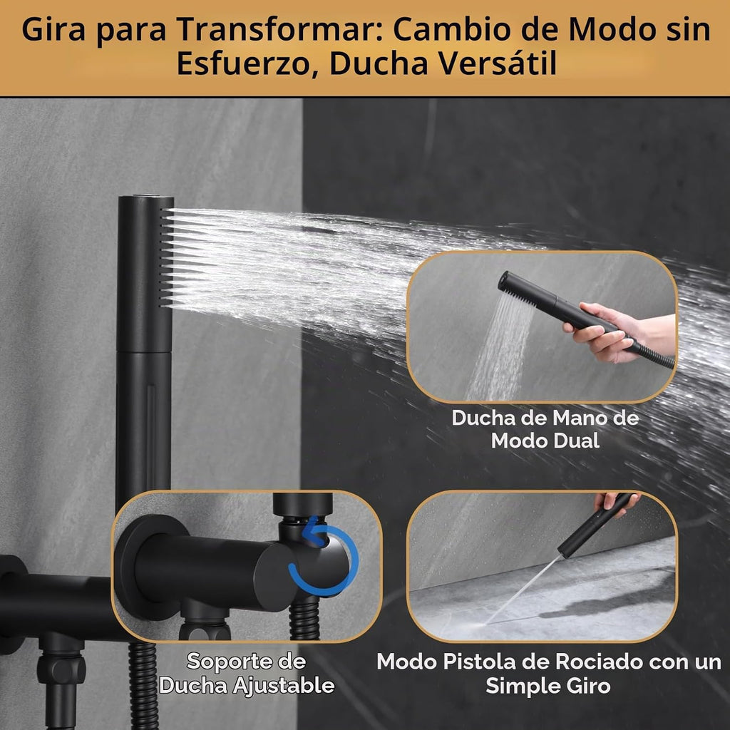 VANFOXLE Juego de grifo de ducha termostático, sistema de ducha neg...