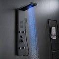 ROVATE Panel de ducha LED 5 en 1, color negro mate | Torre de ducha...