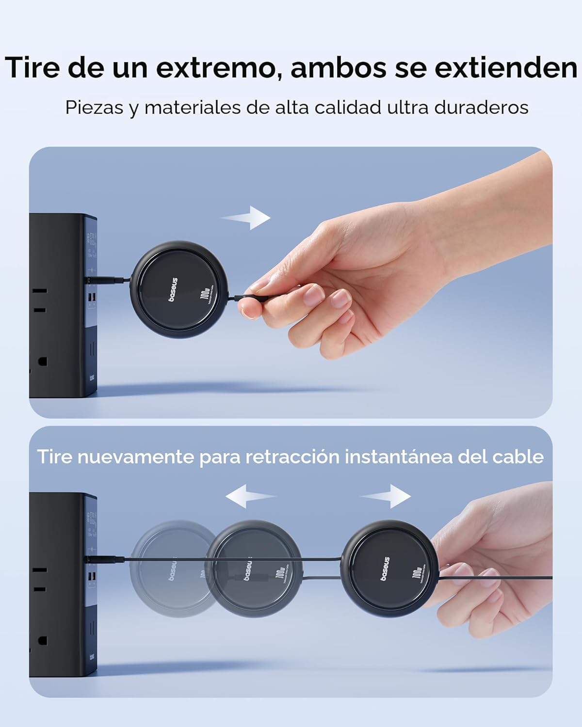 Baseus Cable USB C a USB C, cable de carga rápida retráctil USB C 5...