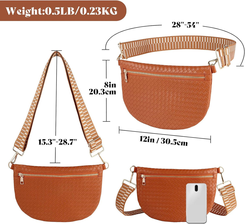 Bolsos cruzados tejidos para mujer, riñonera tipo bandolera de cuer...