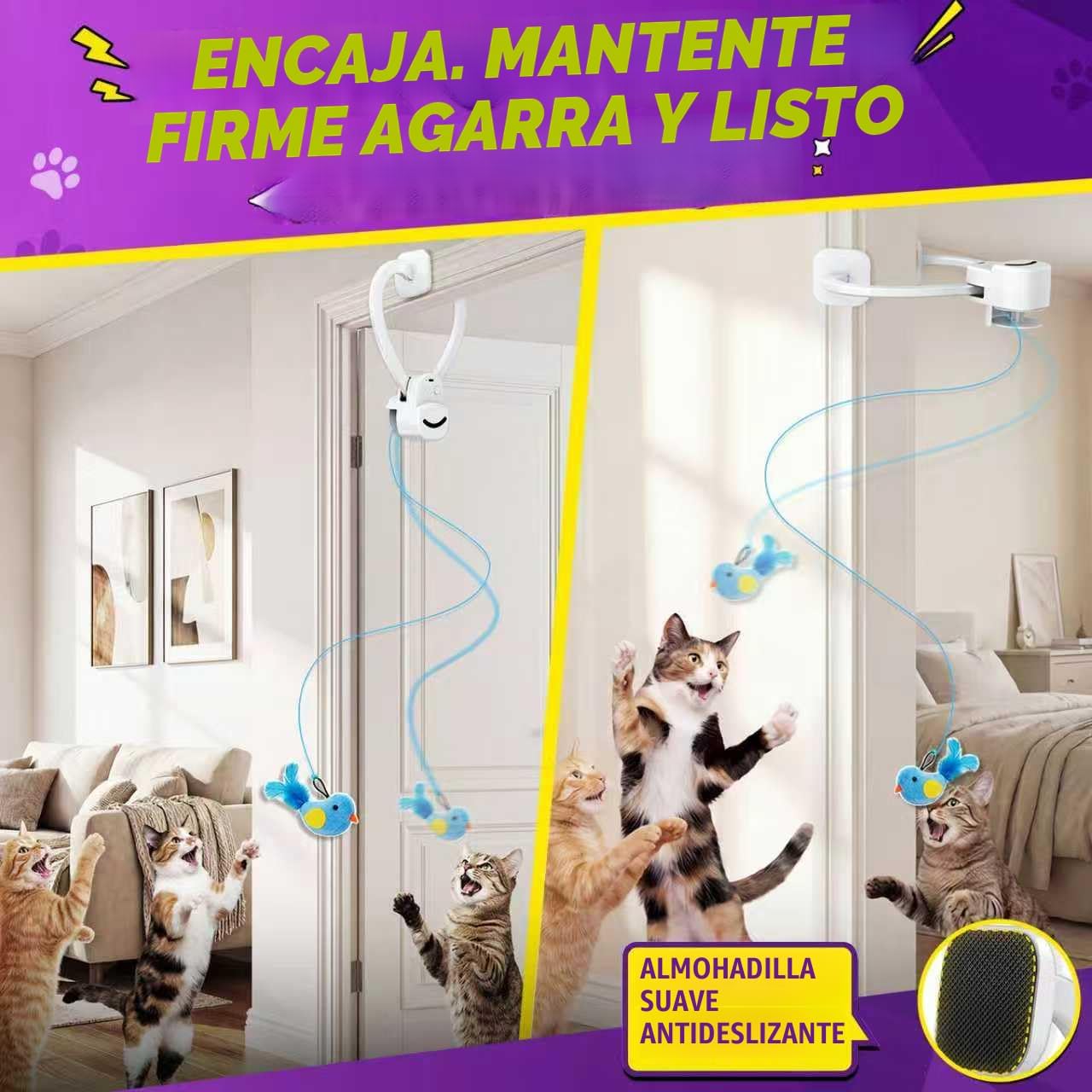 Juguetes interactivos para gatos de interior: varita de plumas de a...