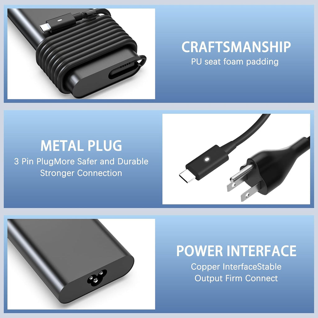 Cargador USB C para laptop de 130 W compatible con Dell Xps 17, Pre...