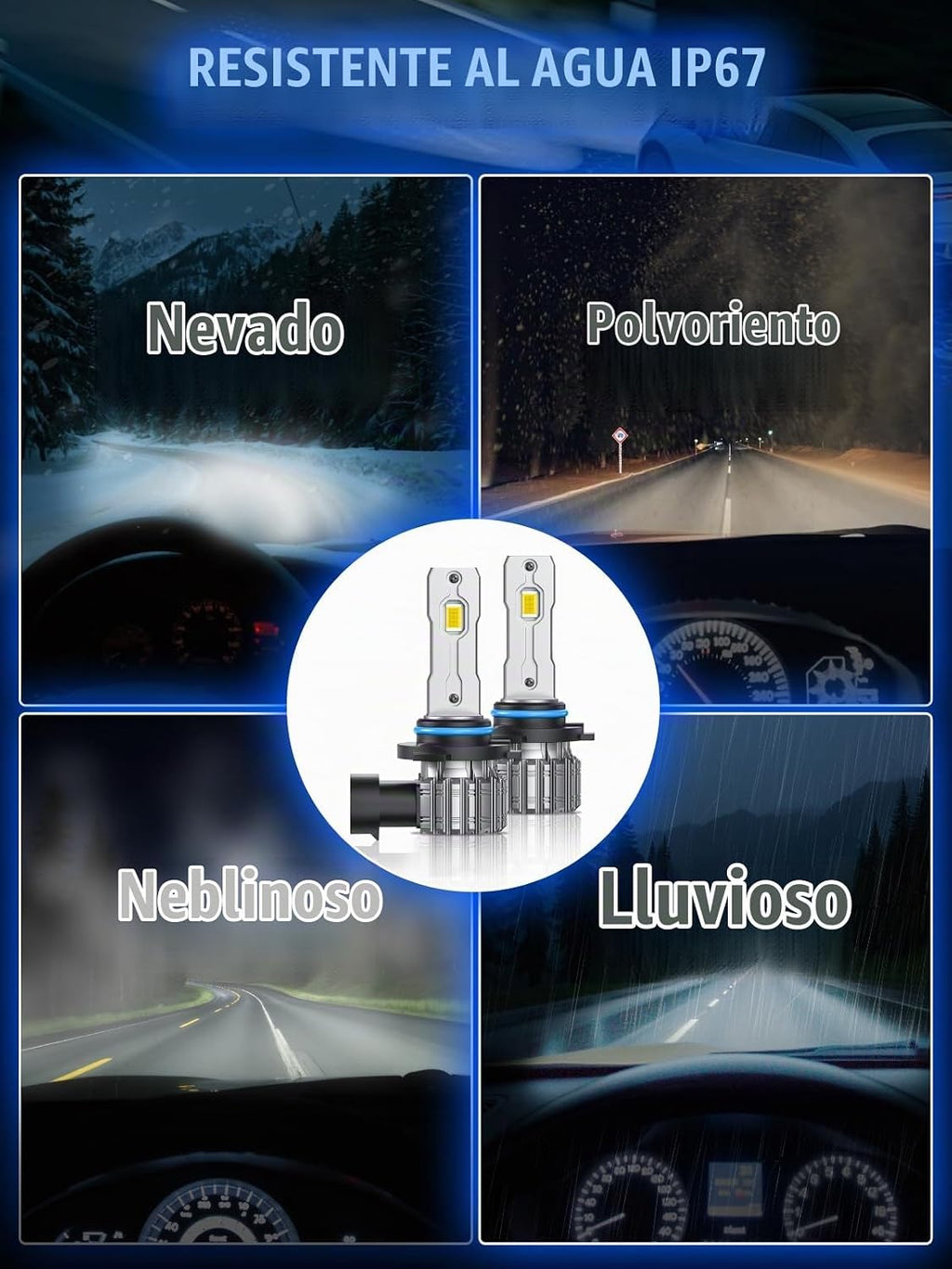 FTEVAR 9005\/HB3 Bombillas LED o 9005 Luces Antiniebla, 30000 lm 60...