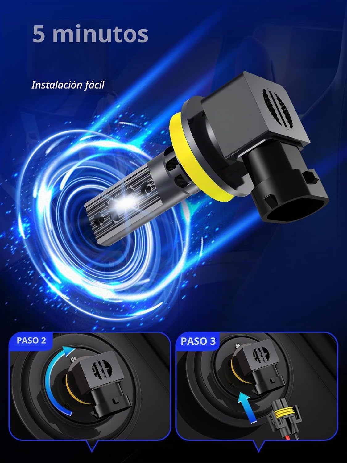 RCJ Combo de bombillas LED H11 9005, 9005\/HB3 H11\/H9\/H8 de 200 W...