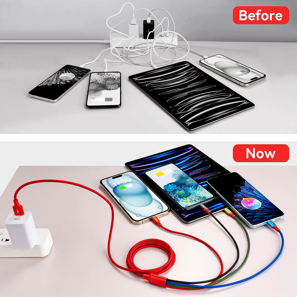 Minlu - Cable de carga Multi USB 4A, 4 en 1, con adaptador de doble...