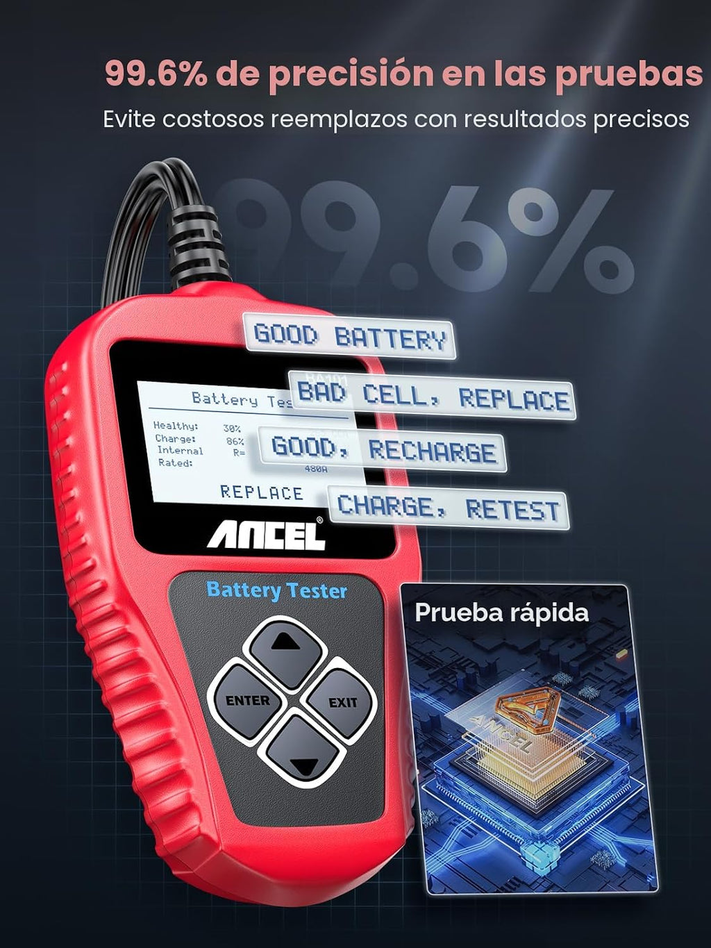 Ancel BA101 potenciómetro para carga de batería automotriz profesio...