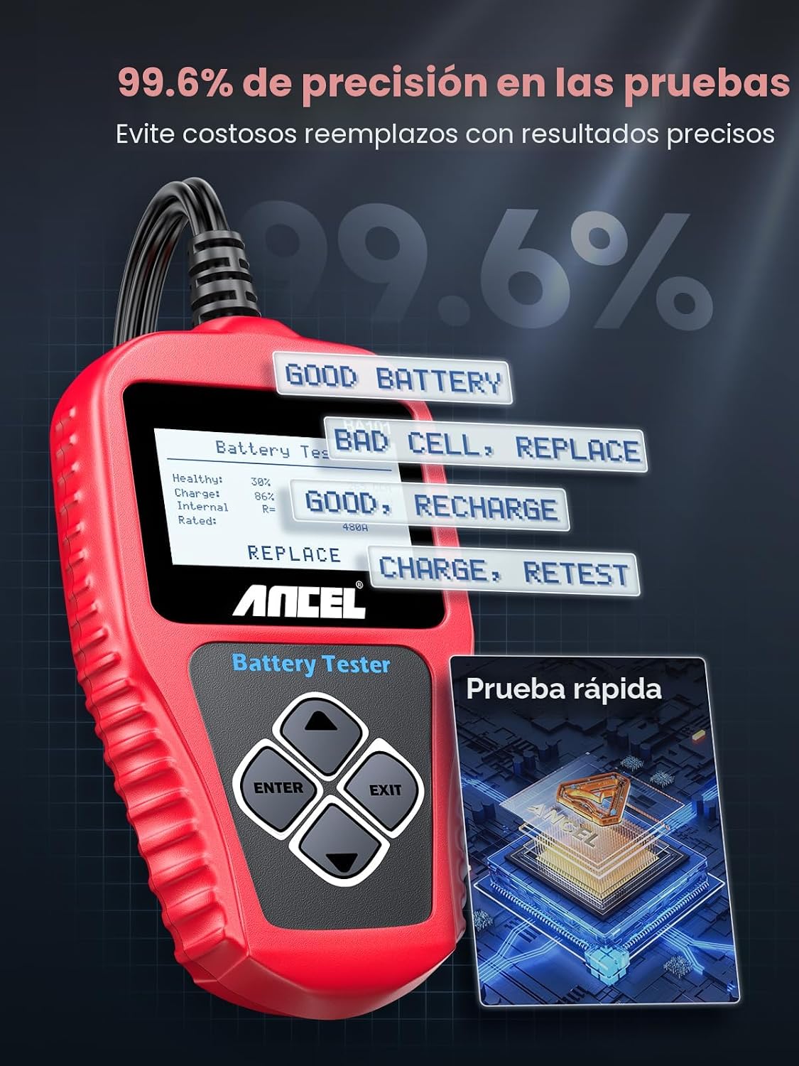 Ancel BA101 potenciómetro para carga de batería automotriz profesio...