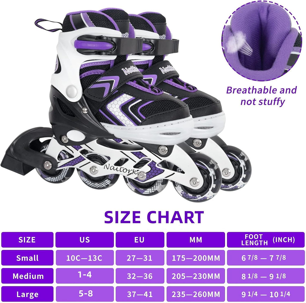 Patines en línea NATTORK para niños, niñas y niños con ruedas compl...