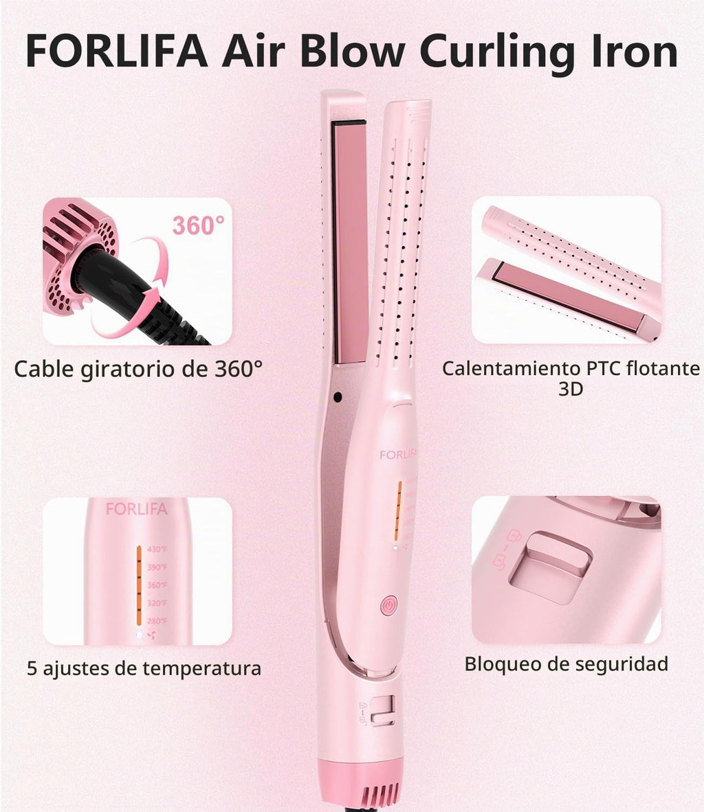 FORLIFA - Plancha rizadora para cabello corto, rizador de pelo 2 en...