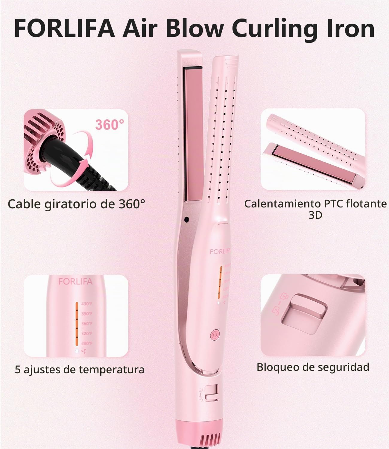 FORLIFA - Plancha rizadora para cabello corto, rizador de pelo 2 en...