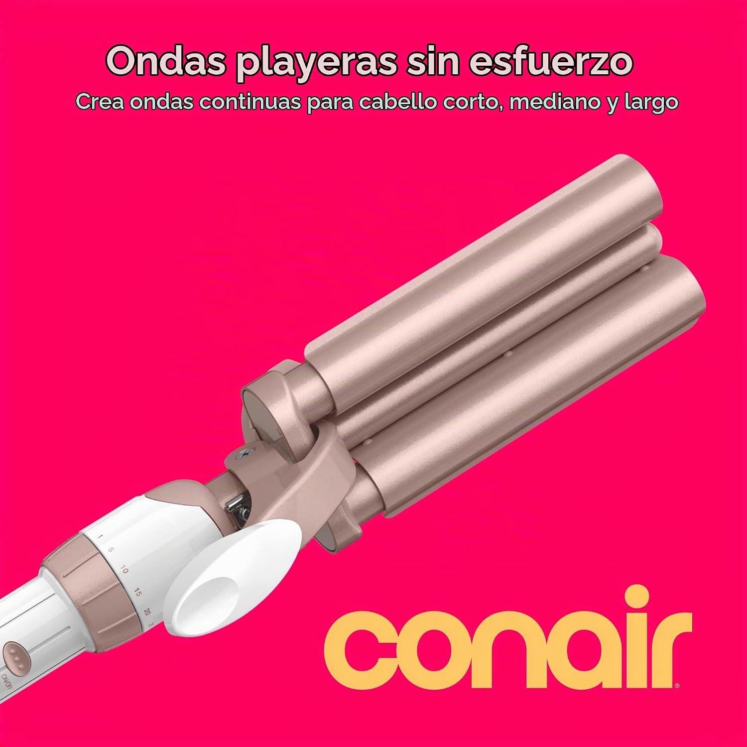 Conair Rizador de Cerámica Doble de 3 Barriles, Herramienta Ondulad...