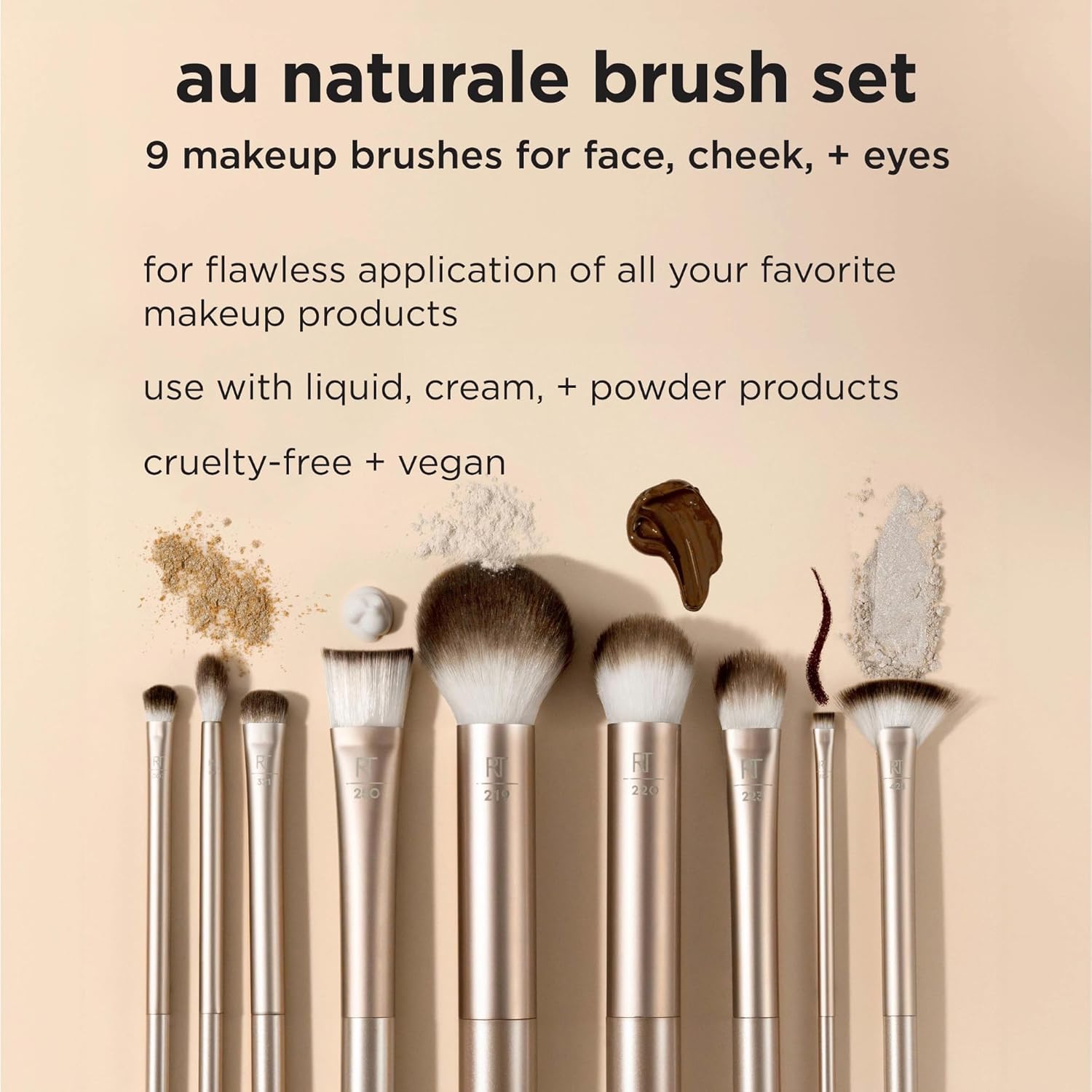 Real Techniques Juego de 9 brochas de maquillaje Au Naturale para s...