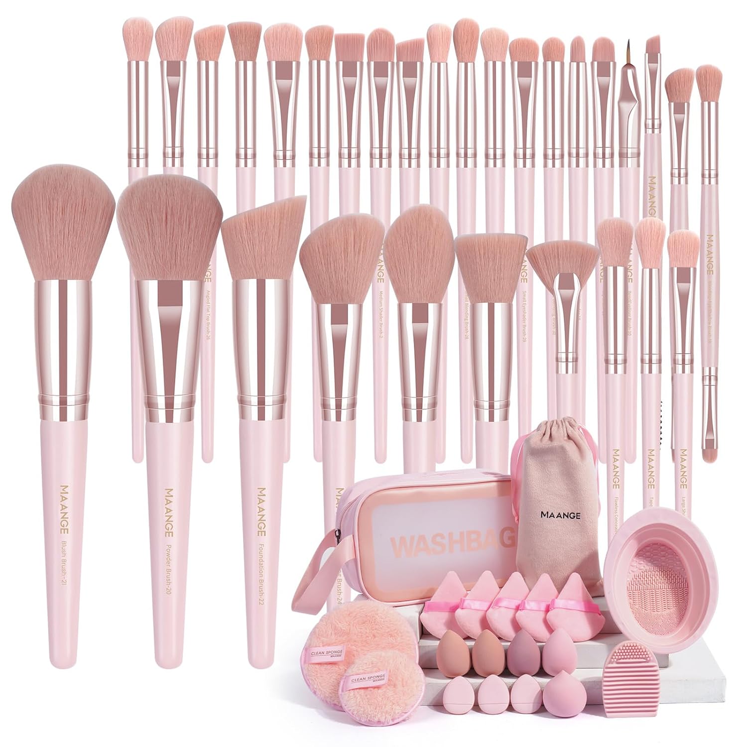 MAANGE Juego de 49 Brochas de Maquillaje, Set de Herramientas de Ma...