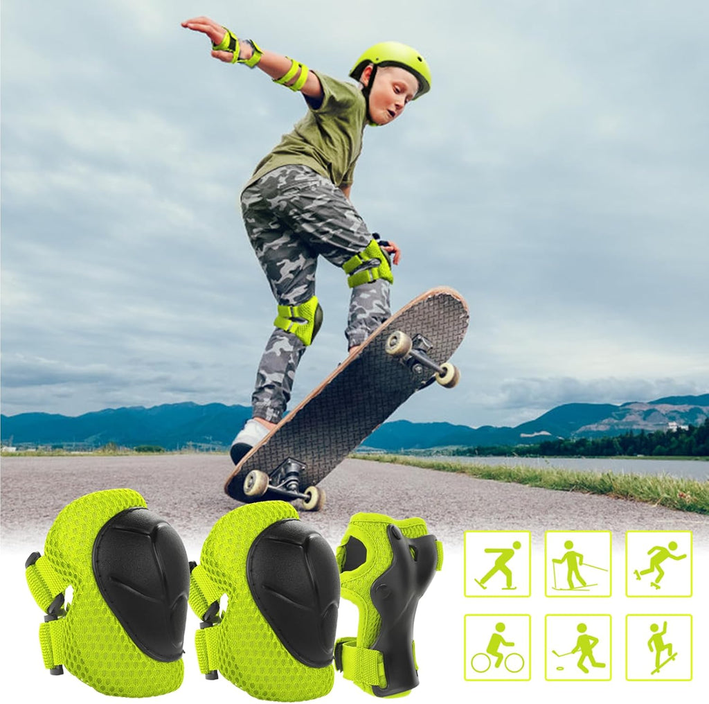 WayEee Juego de casco de bicicleta para niños, rodilleras, equipo d...