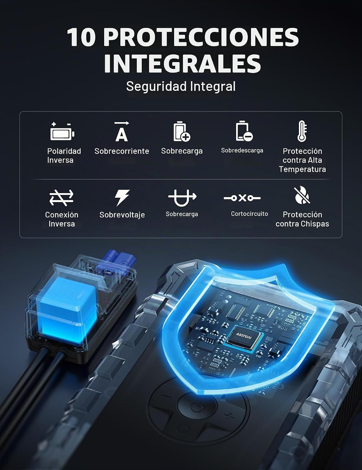AstroAI - Arrancador portátil S8 con compresor de aire, pico de 150...