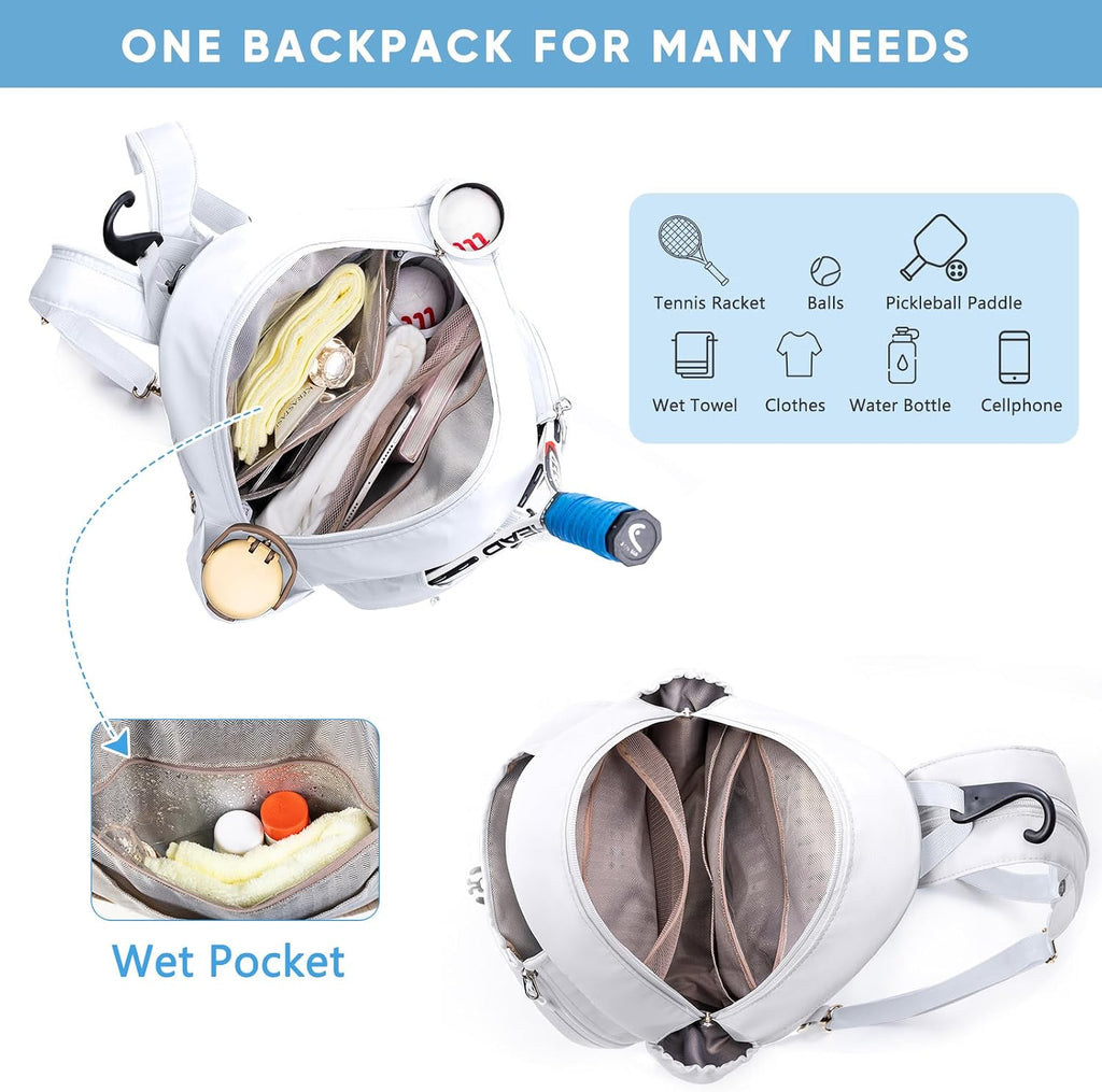 SPORJET Mochila de Tenis con Soporte para 2 Raquetas, Bolsa de Raqu...