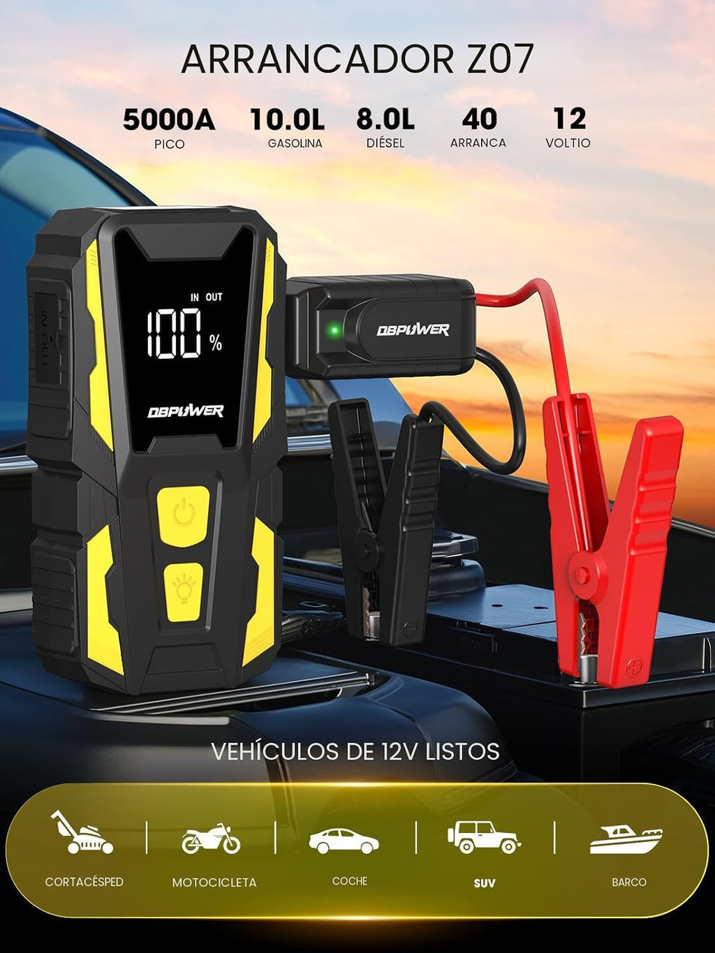 DBPOWER Arrancador de 5000 A, arrancador de batería de coche de 74...