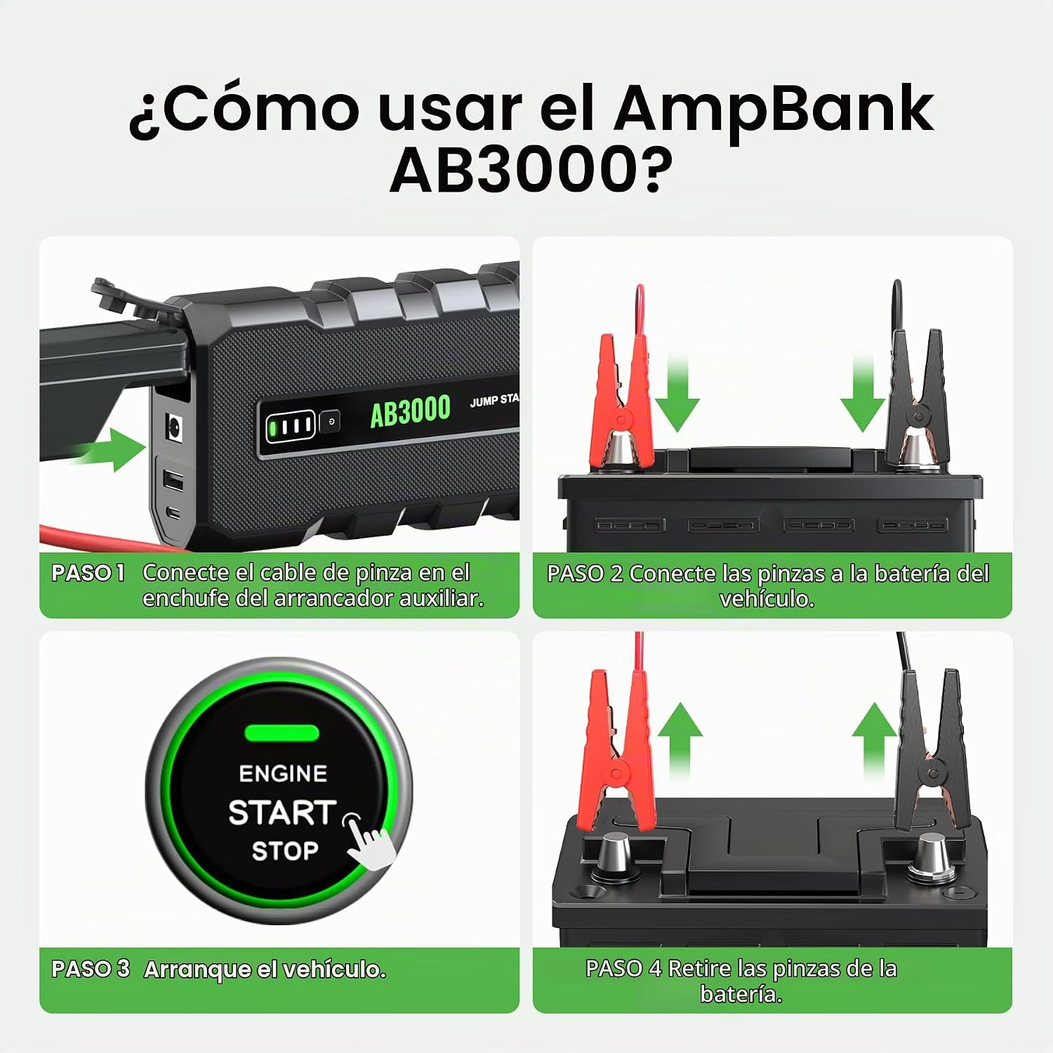 Arrancador de batería 3000A, caja de arranque de 12 V para batería...