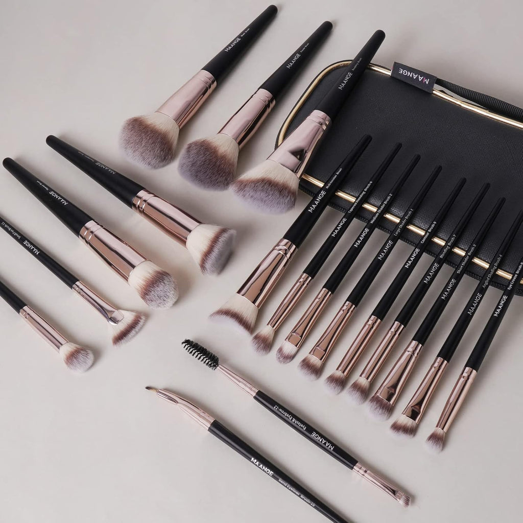 Juego de brochas de maquillaje con estuche, MAANGE Set de 18 piezas...