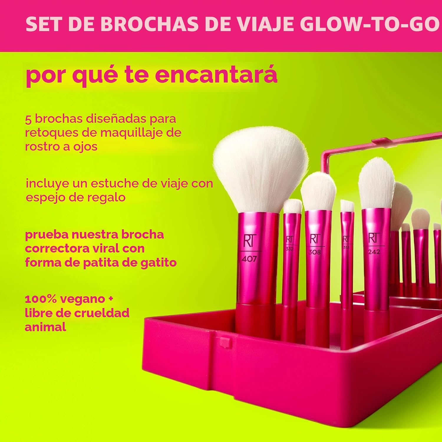 Real Techniques Vivid Escape Glow-To-Go Juego de brochas de maquill...