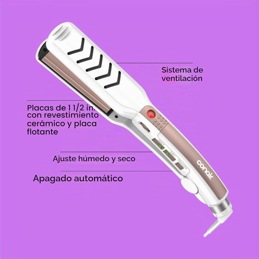 Conair Plancha de Cerámica Doble, Alisadora de Cabello de 1 1\/2 Pu...