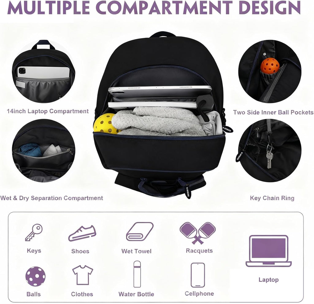 VHYBRIX Bolsas de pickleball, mochila impermeable de lujo de 30 lit...