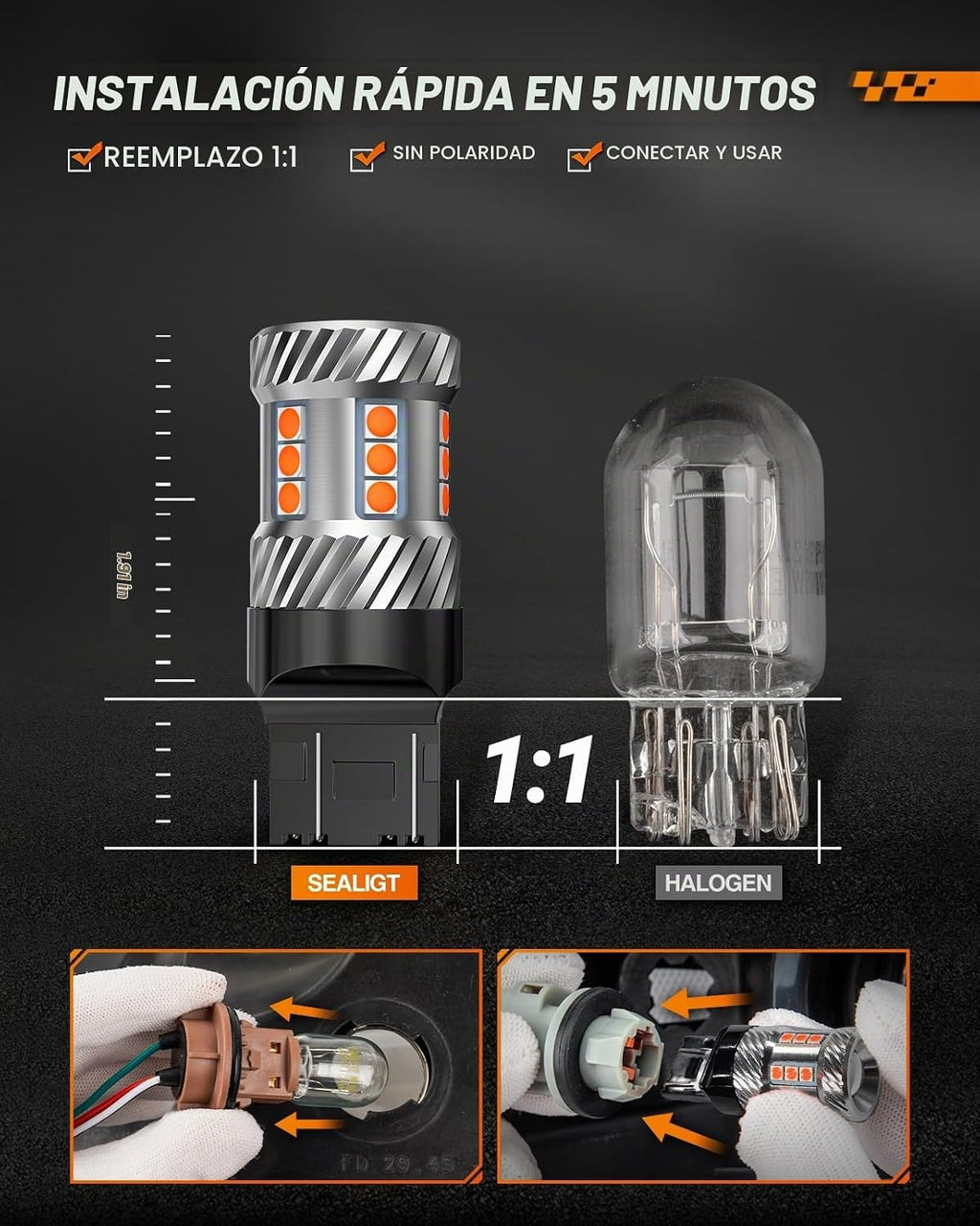 SEALIGHT 7443 Bombilla LED para Señal de Giro 7444NA 7441 7444 T20...