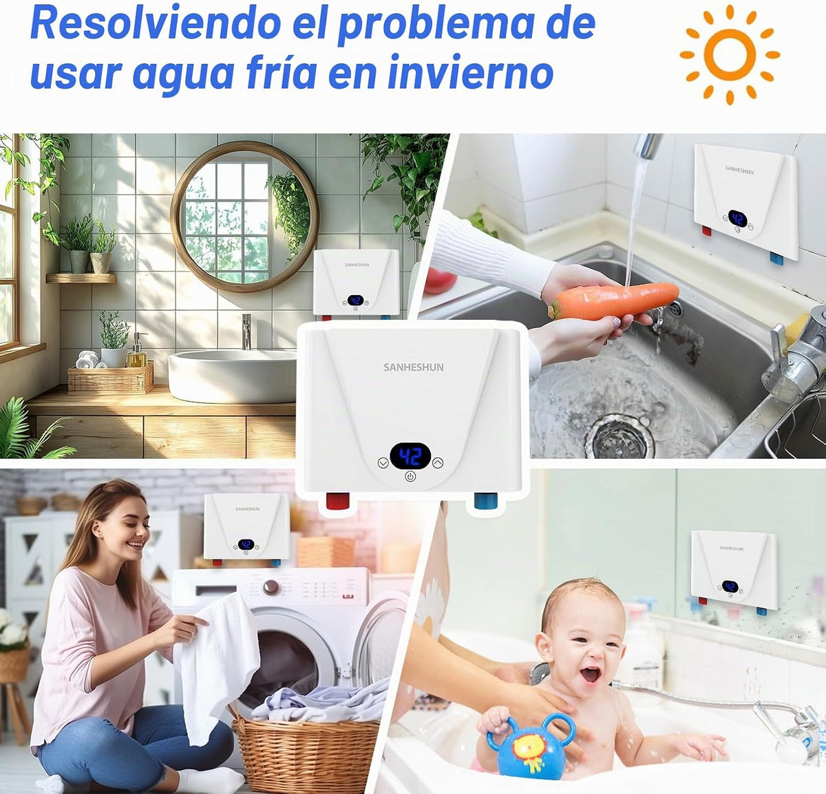 Calentador de agua eléctrico sin tanque, calentador de agua calient...