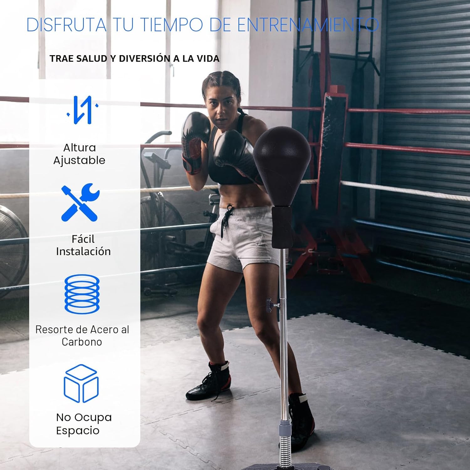 Stiatu Saco de Boxeo con Soporte, Saco de Boxeo Pesado, Barra Refle...
