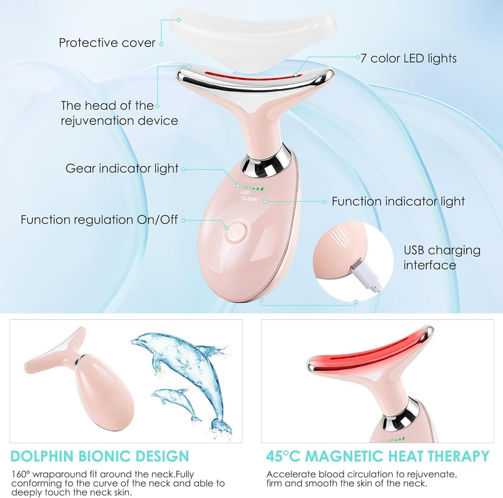 Doset - Masajeador con terapia de luz roja para rostro y cuello, va...