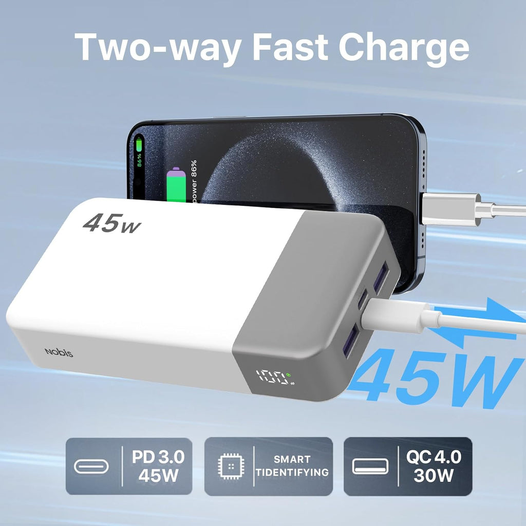 NOBIS Cargador portátil, banco de energía de 20000 mAh, banco de en...