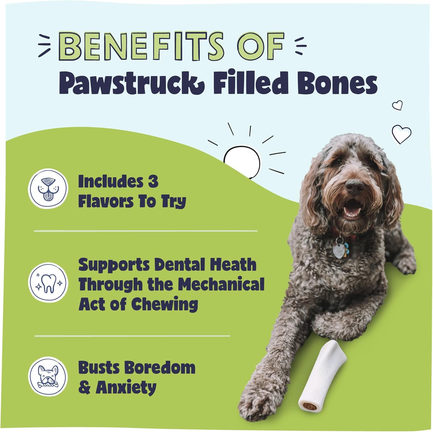 Pawstruck Paquete variado de huesos de perro rellenos grandes de 5...