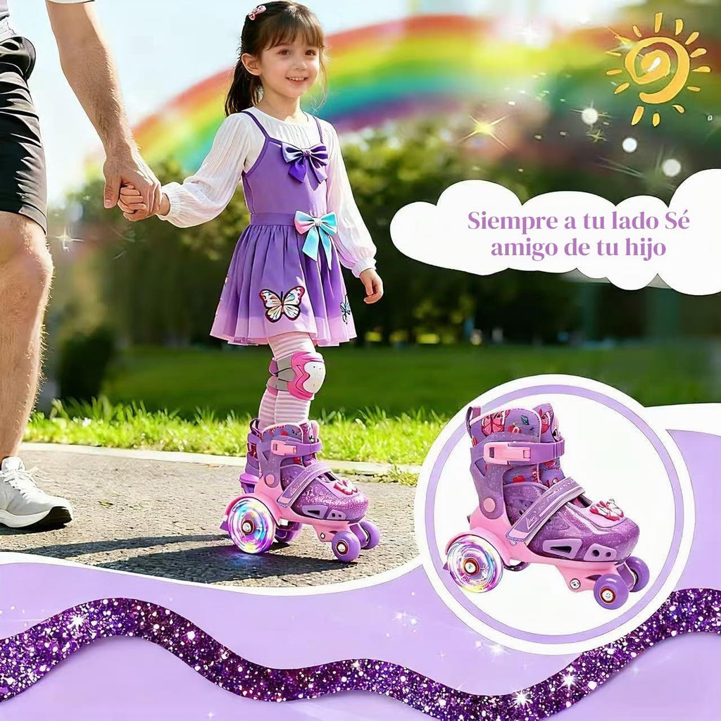 LKD Patines ajustables para niños y niñas, patines cuádruples para...