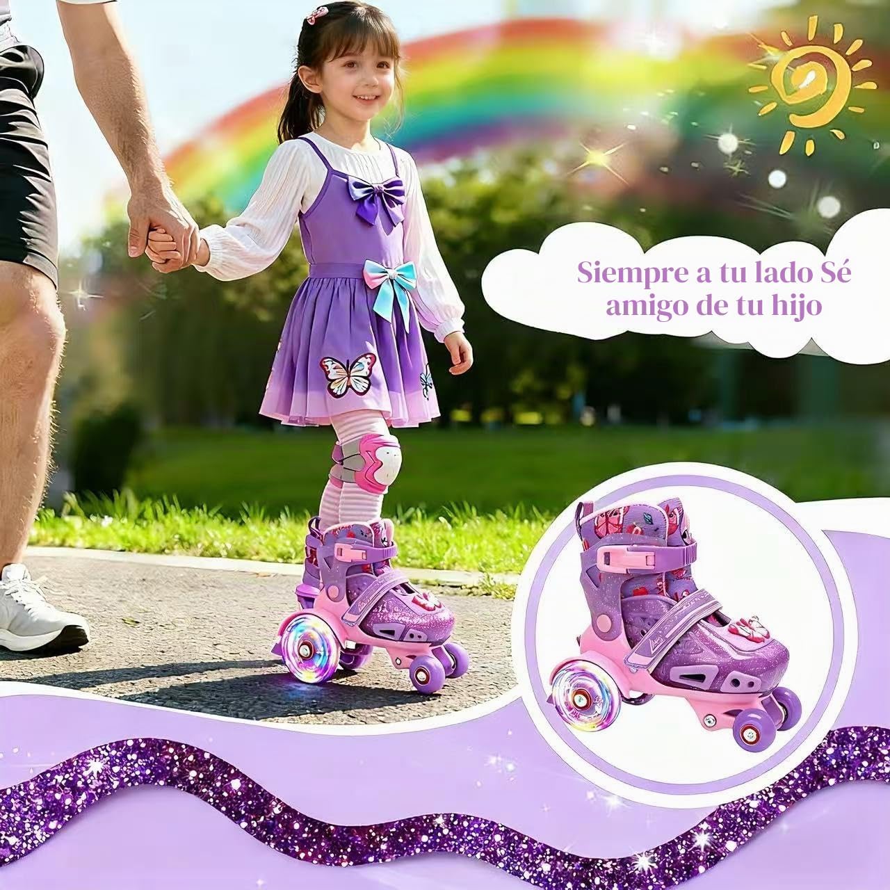LKD Patines ajustables para niños y niñas, patines cuádruples para...