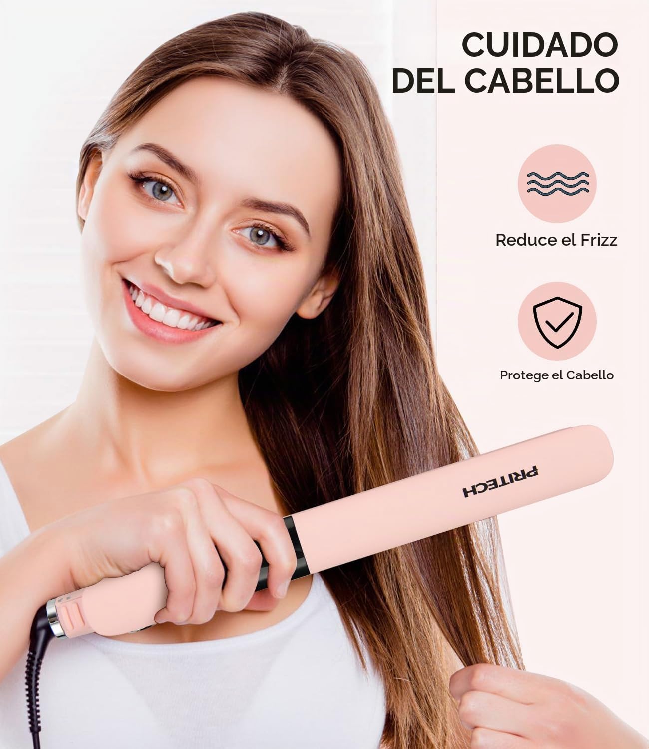 PRITECH Plancha de Cabello Alisadora, Plancha de Titanio con Temper...