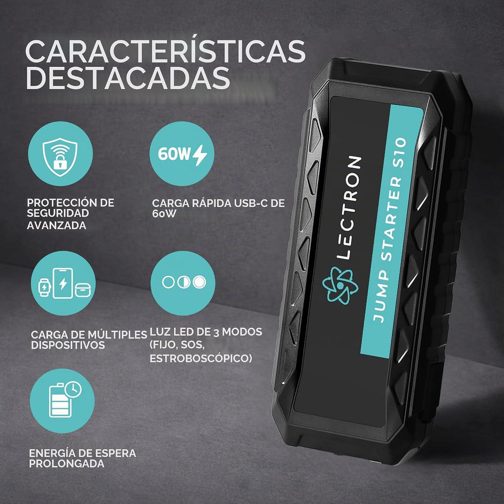 Lectron Arrancador de batería de automóvil de 4000 A, paquete de re...
