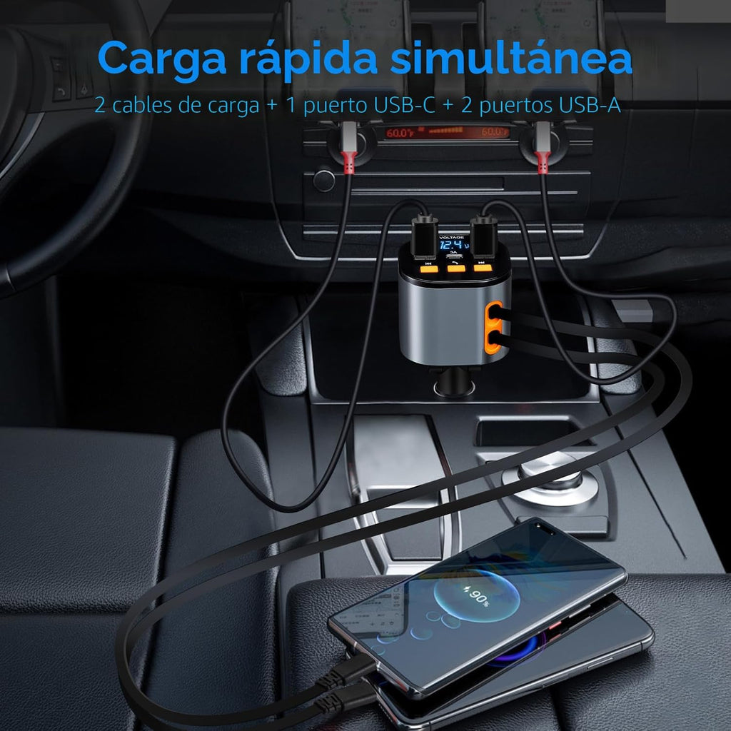 Cargador retráctil para coche, cargador de teléfono para coches ráp...
