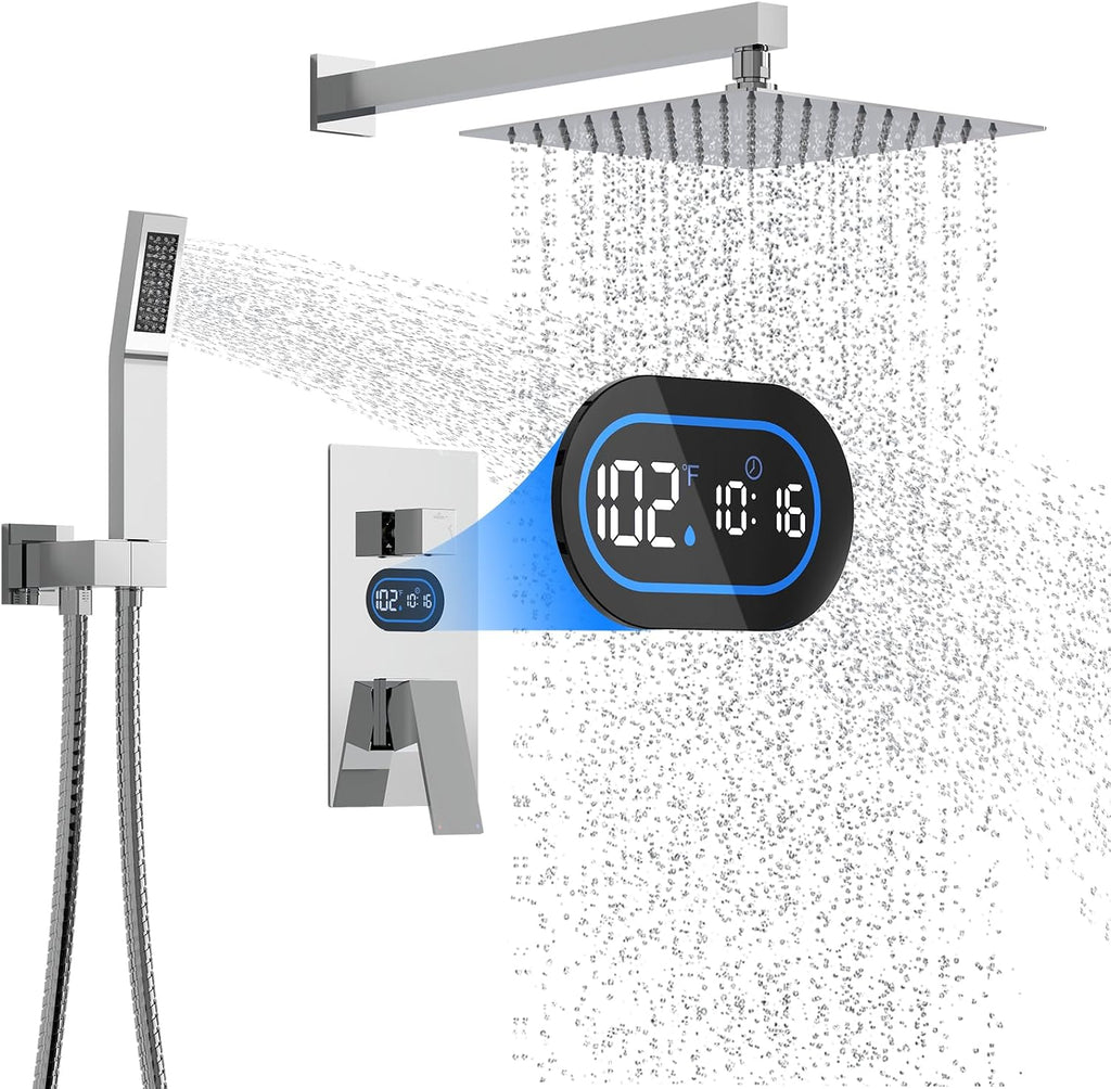 Juego de grifos de ducha con pantalla de temperatura de potencia hi...