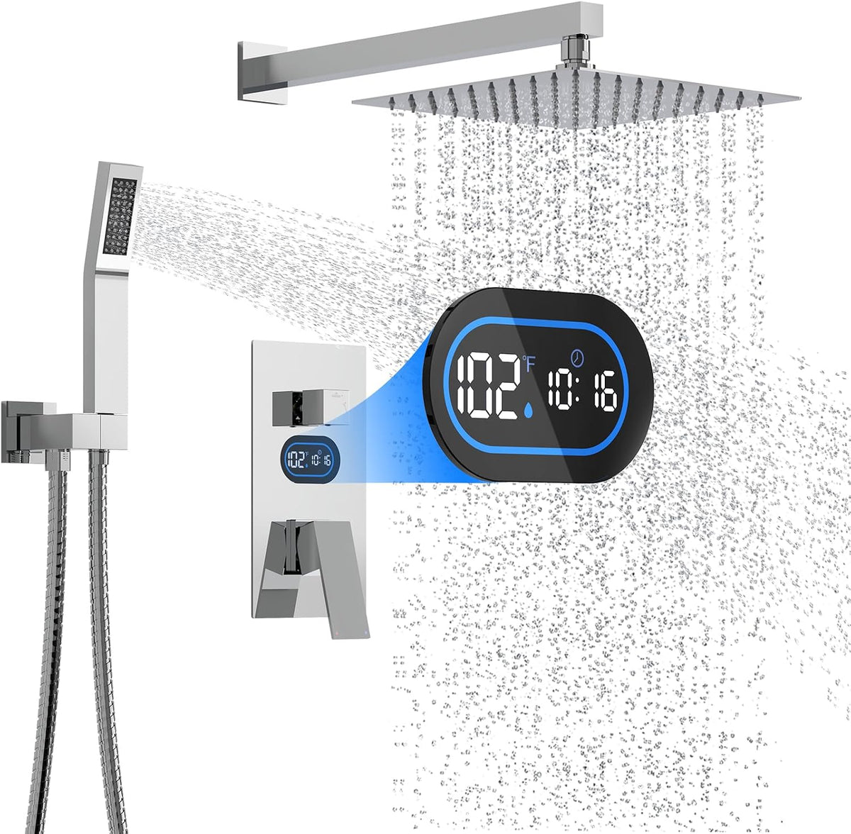 Juego de grifos de ducha con pantalla de temperatura de potencia hi...