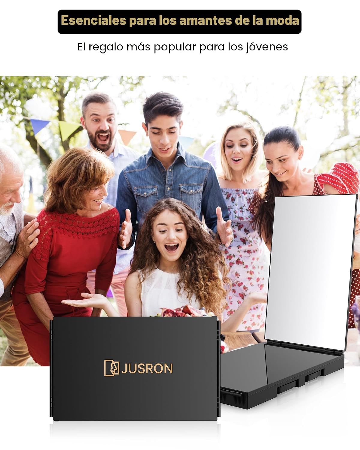 JUSRON Espejo para Cortarse el Cabello Uno Mismo con Ángulo de Visi...