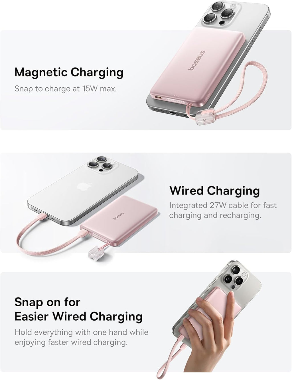 Baseus Picogo Qi2 - Cargador portátil Magsafe de 15 W, cargador por...