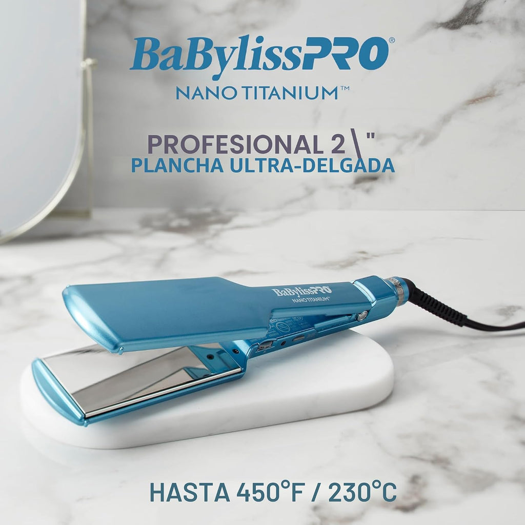 Plancha de pelo ultrafina BabylissPRO Nano Titanium, plancha plana...