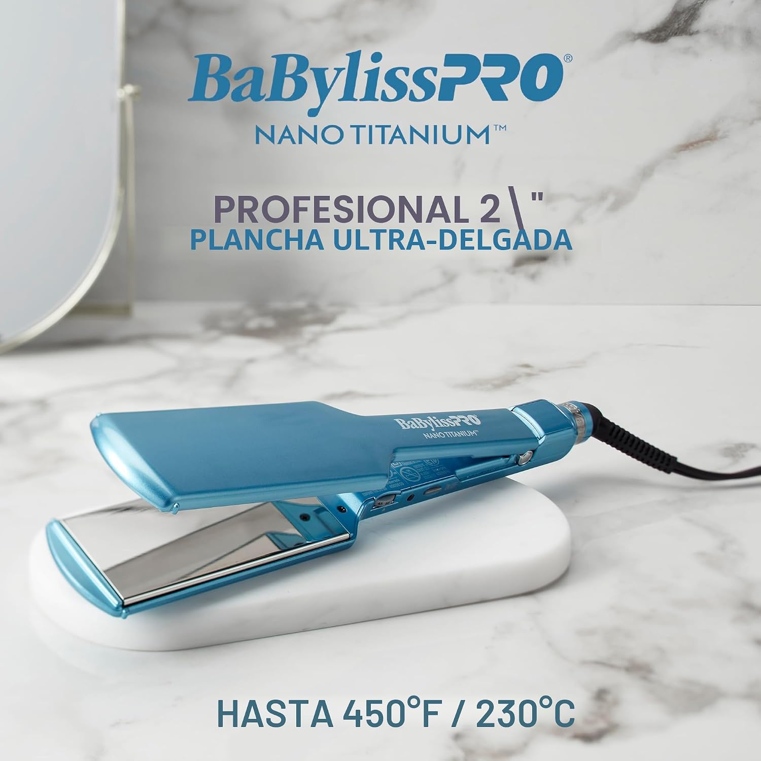Plancha de pelo ultrafina BabylissPRO Nano Titanium, plancha plana...