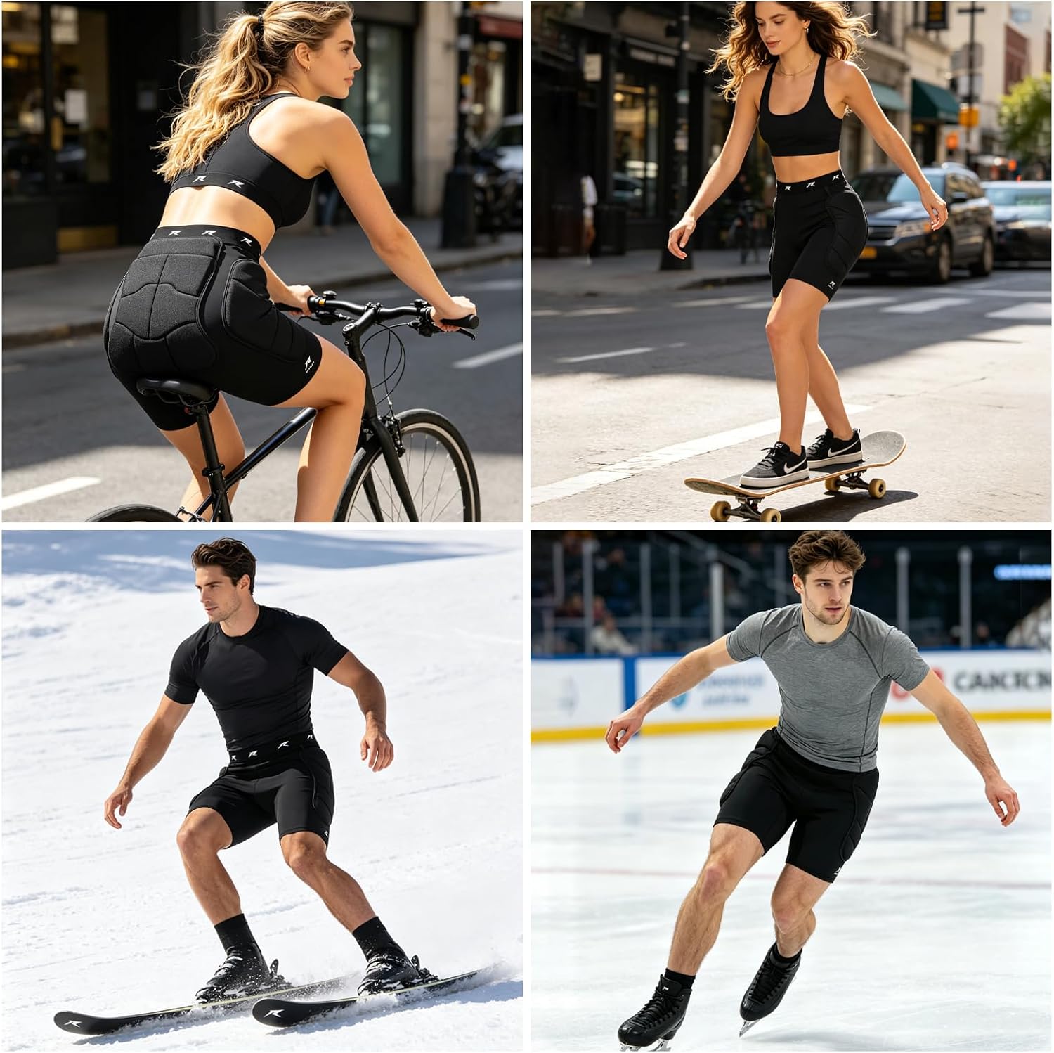 Bumsaver - Pantalones cortos acolchados para patineta, patinaje sob...