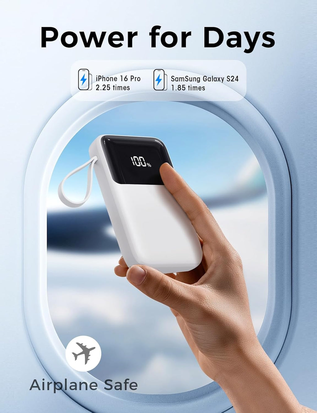 HELLEE Banco de energía, cargador portátil de 15000 mAh con cable i...