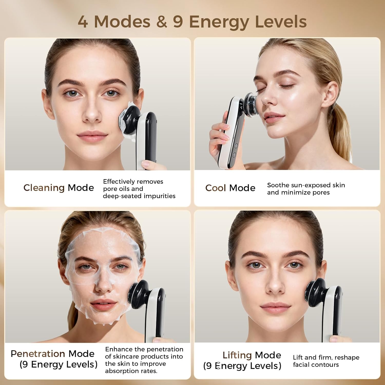 FyneLook Dispositivo facial de microcorriente con terapia de luz ro...