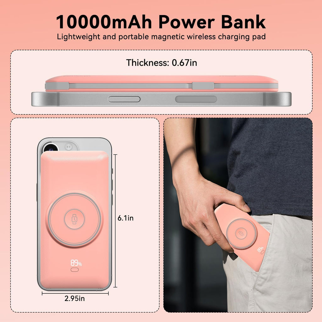 Cargador portátil magnético de 10000 mAh para iWatch y iPhone, 22.5...