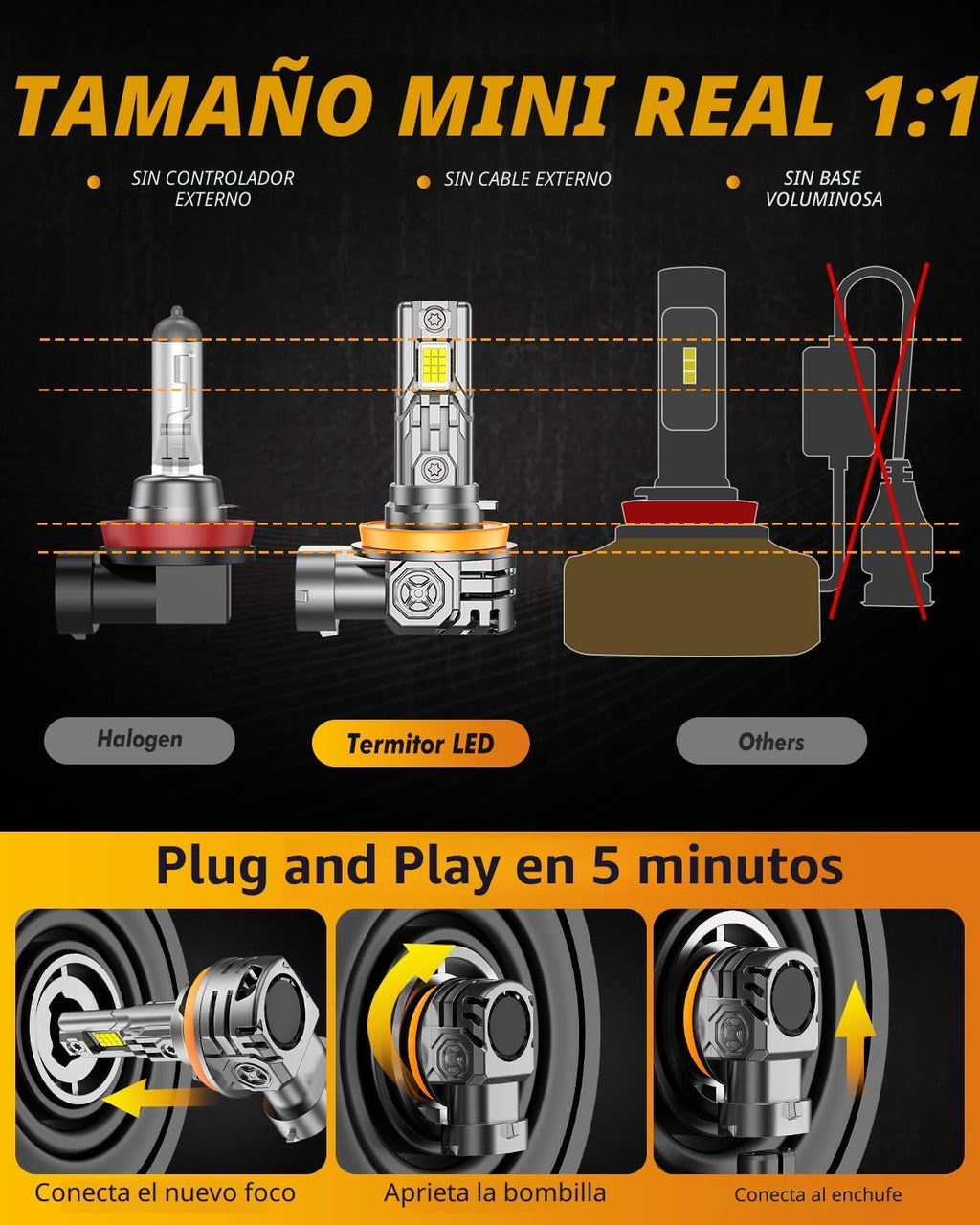 Termitor Bombillas antiniebla para faros delanteros H11\/H8\/H9, br...