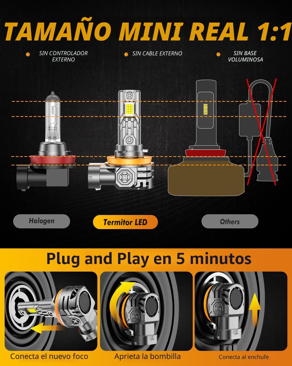 Termitor Bombillas antiniebla para faros delanteros H11\/H8\/H9, br...
