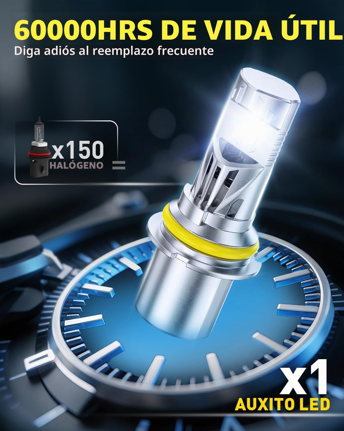 AUXITO Bombillas 9007 HB5, 50000LM 6500K blanco frío, listo para co...